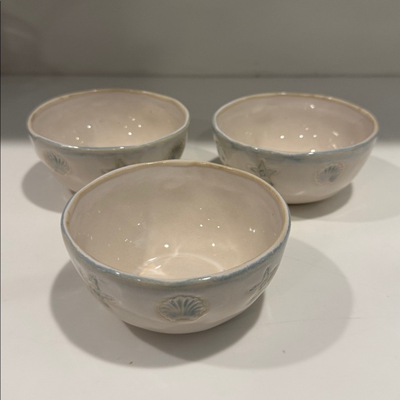 Shoreline Other - Shoreline by Homestudio Mini Side Bowls 4.5” Set of 3 Cream Ceramic Bowls